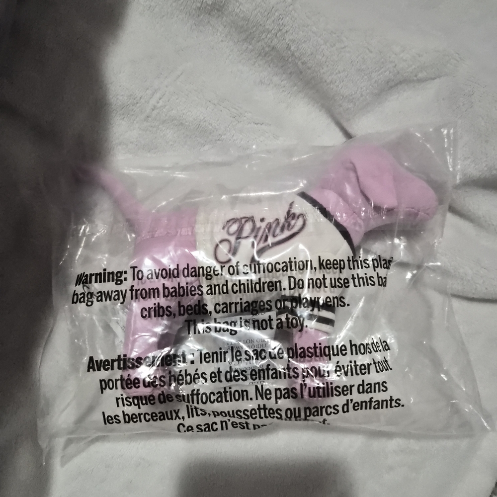 PINK Victoria's Secret Pink and White Dog Plush